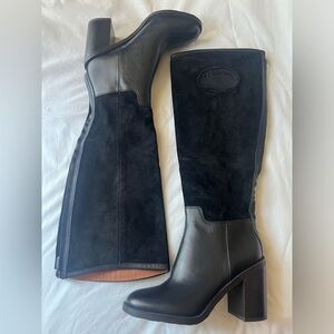 New Franco Sarto Leather suede tall black boots 6.5